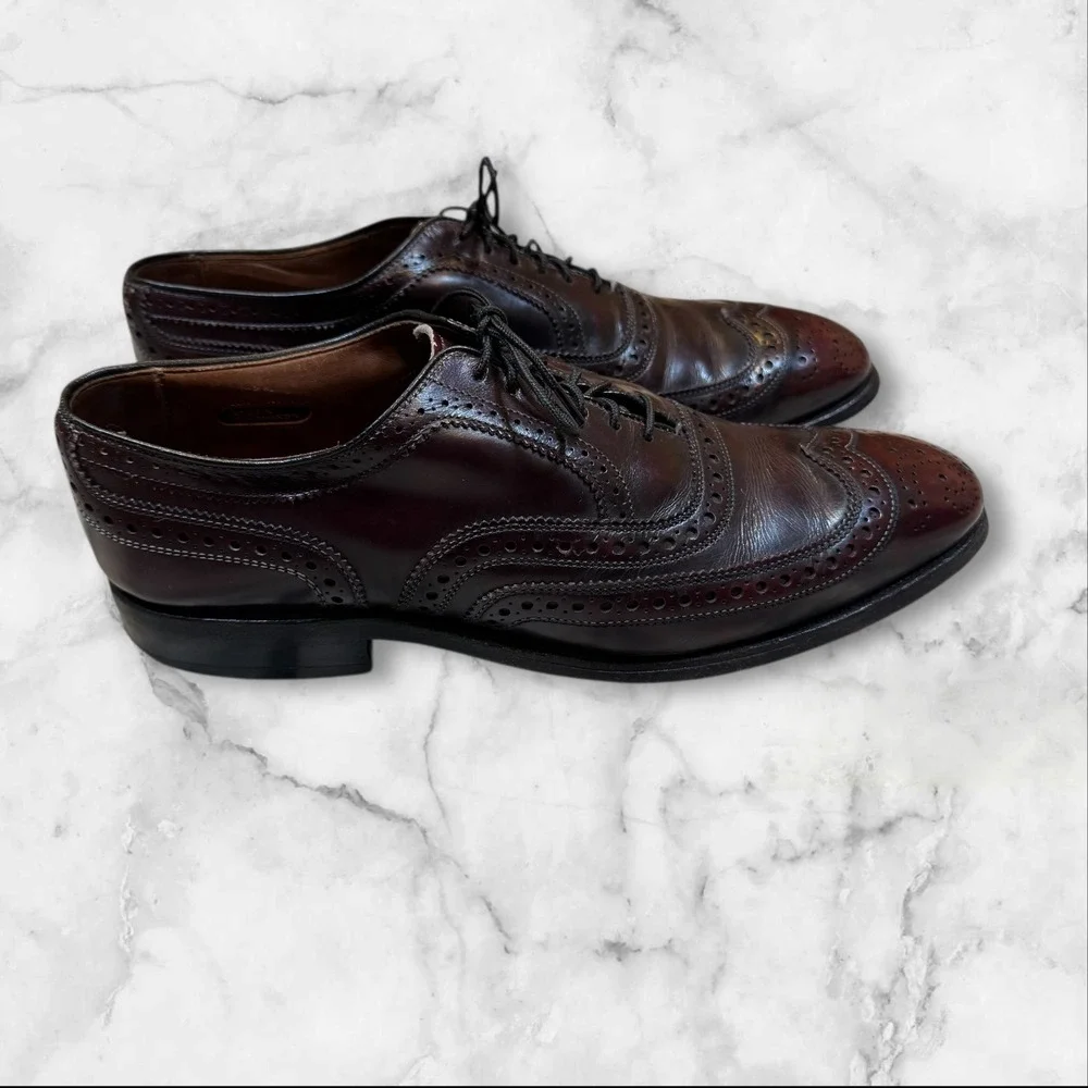 Allen Edmonds McAllister Wingtip‎ Oxford Shoes Burgundy Leather Men Size 8 C